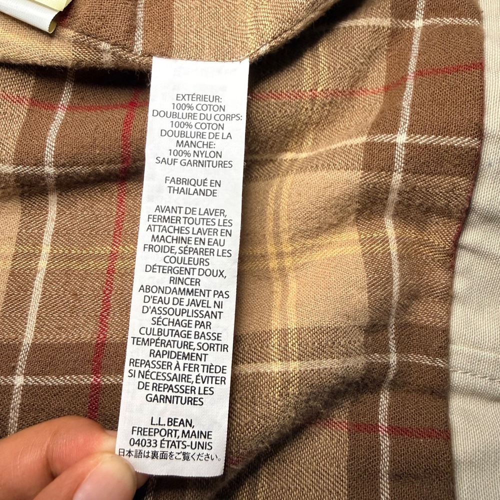 LL Bean Women's Adirondack Barn Coat Tan Canvas Flannel Lined 0 JXT7 Small Reg - Picture 8 of 9